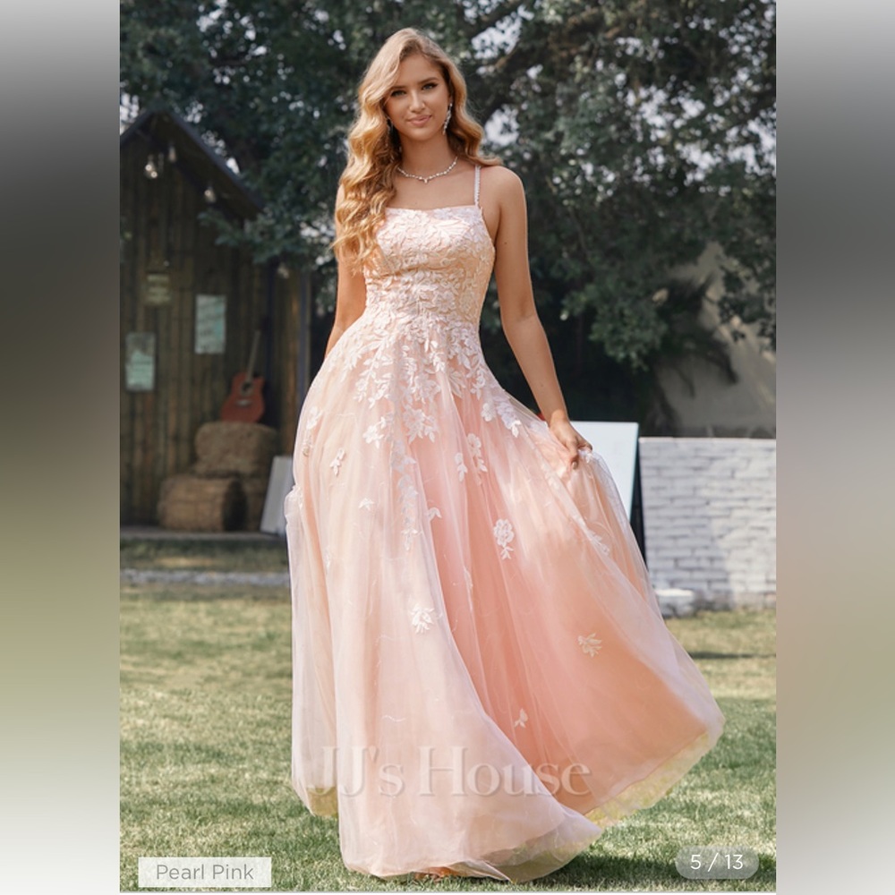 Beautiful Pink Floral Prom Dress